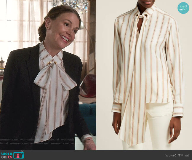 Chloe Striped Silk Blouse worn by Liza Miller (Sutton Foster) on Younger
