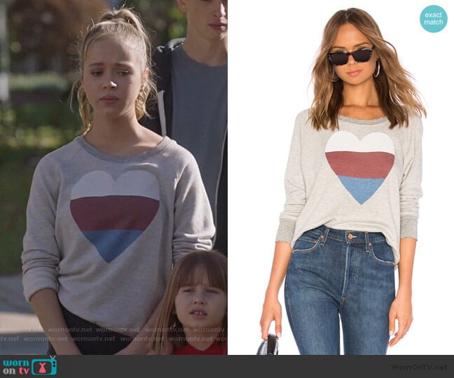 Sundry Heart Raglan Sweatshirt worn by Samantha Hughes (Holly Barrett) on Life in Pieces