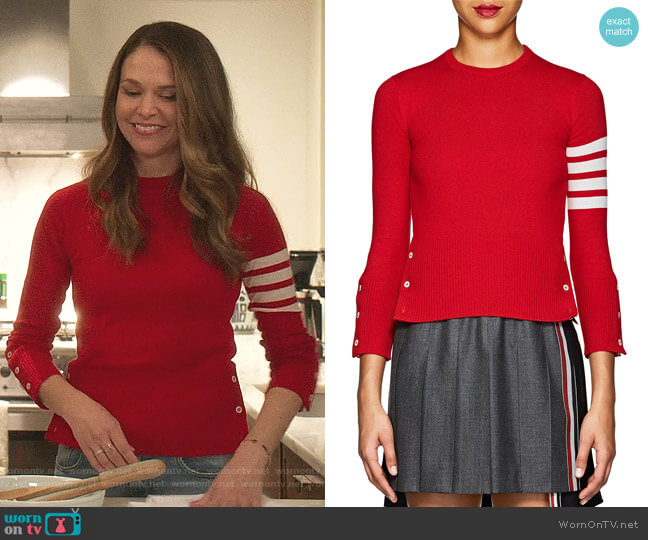Thom Browne Block-Striped Cashmere Sweater worn by Liza Miller (Sutton Foster) on Younger