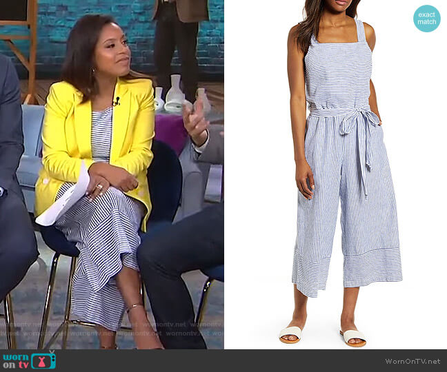 Beachlunchlounge Talia Stripe Jumpsuit worn by Sheinelle Jones on Today