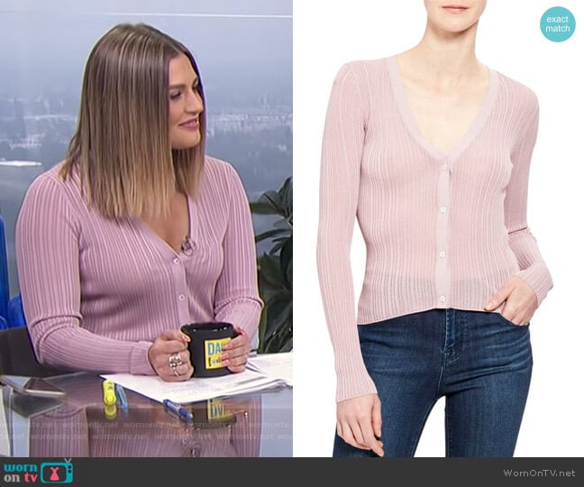 Theory Ribbed Cardigan worn by Carissa Loethen Culiner on E! News