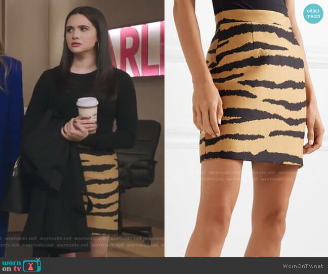 Proenza Schouler Tiger-print  jacquard mini skirt worn by Jane Sloan (Katie Stevens) on The Bold Type