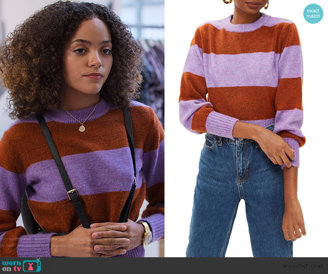 Topshop Bold Stripe Crewneck Sweater worn by Tabitha Foster (Quintessa Swindell) on Trinkets