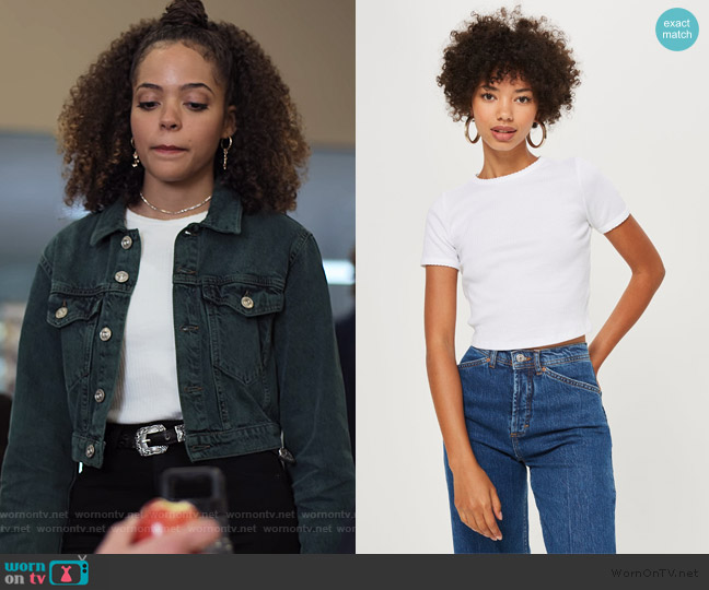 Topshop Short Sleeve Scallop T-Shirt worn by Tabitha Foster (Quintessa Swindell) on Trinkets