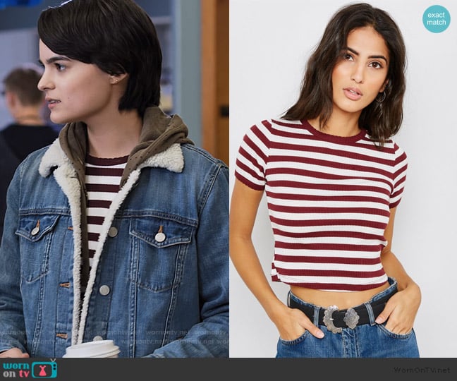 Topshop Striped Scallop Trim T-Shirt worn by Elodie Davis (Brianna Hildebrand) on Trinkets