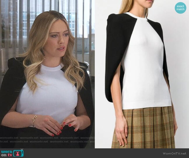 Givenchy Two Tone Cape Blouse worn by Kelsey Peters (Hilary Duff) on Younger