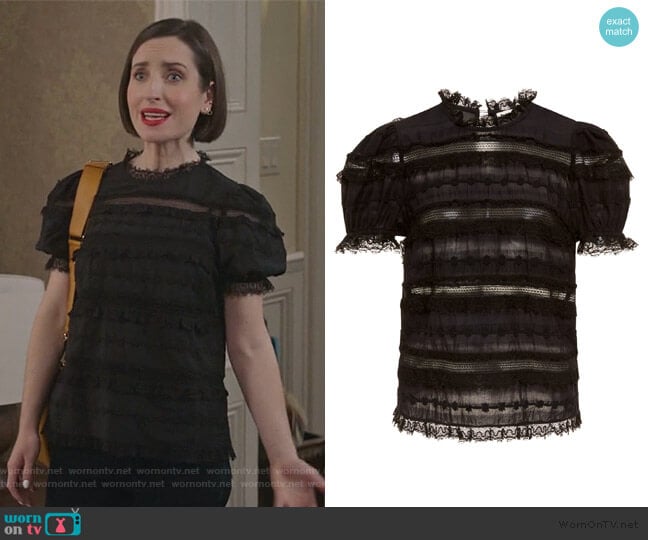 Ulla Johnson Desi Short Sleeve Blouse worn by Jennifer Short (Zoe Lister-Jones) on Life in Pieces