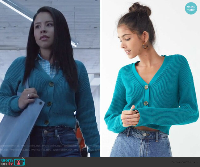 Urban Outfitters Kai Cropped Cardigan worn by Mariana Foster (Cierra Ramirez) on Good Trouble