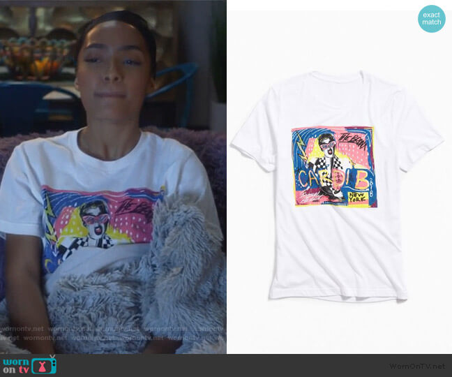 Urban Outfitters Cardi B Invasion Collage Tee worn by Zoey Johnson (Yara Shahidi) on Grown-ish
