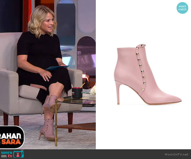 Valentino Rockstud Ankle Boots worn by Sara Haines on Good Morning America