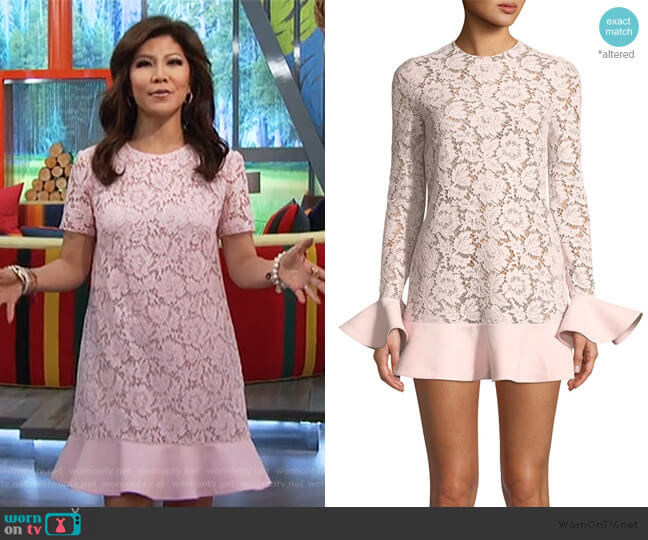 Valentino Jewel-Neck Crepe Couture Dress worn by Julie Chen on Big Brother
