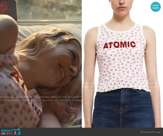 Vanna Youngstein Atomic Tank in Red Floral worn by Jules Vaughn (Hunter Schafer) on Euphoria