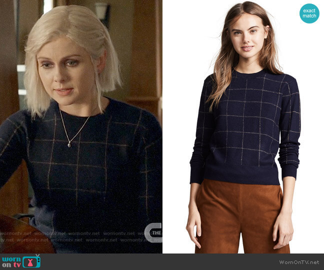 Vince Windowpane Check Cashmere Sweater worn by Liv Moore (Rose McIver) on iZombie