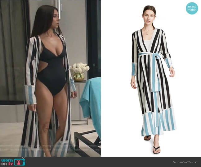 We Are Leone Contrast Maxi Cardigan worn by Gigi Mendoza (Roselyn Sánchez) on Grand Hotel