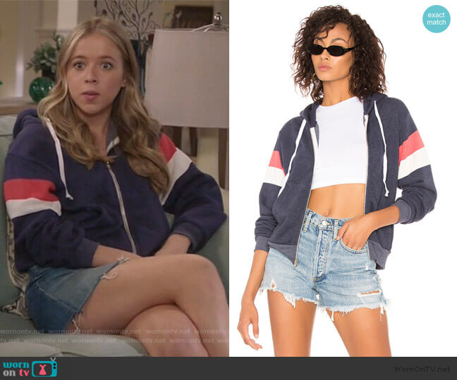 Wildfox Varsity Stripe Hoodie worn by Samantha Hughes (Holly Barrett) on Life in Pieces