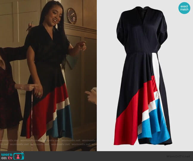 Zero + Maria Cornejo Patchwork Aki Wave Short Sleeve Midi Dress worn by Kat Edison (Aisha Dee) on The Bold Type