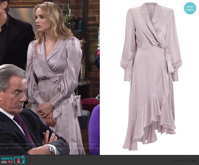 Zimmermann Lavender Silk Wrap Dress worn by Summer Newman (Hunter King) on The Young and the Restless