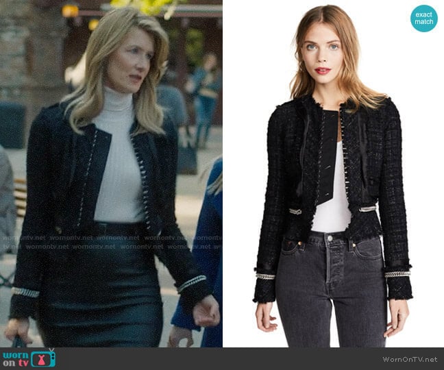 Alexander Wang Deconstructed Tweed Jacket with Chain Trim worn by Renata Klein (Laura Dern) on Big Little Lies