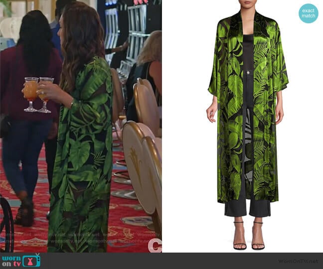 Alice + Olivia Kalena Caftan worn by Colleen Brandon-Ortega (Angelique Cabral) on Life in Pieces