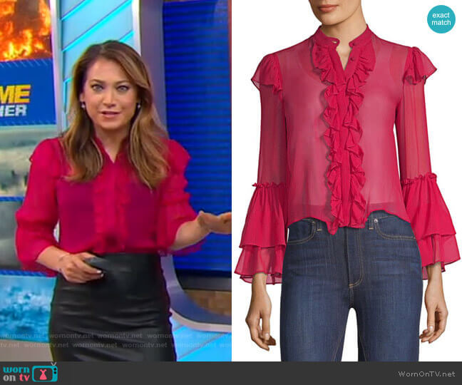 Alice + Olivia Odele Blouse worn by Ginger Zee on Good Morning America