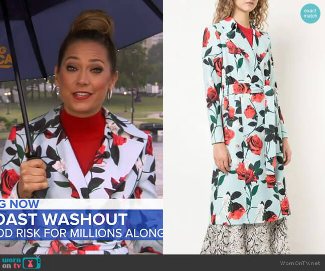 Alice + Olivia Structured Floral Coat worn by Ginger Zee on Good Morning America