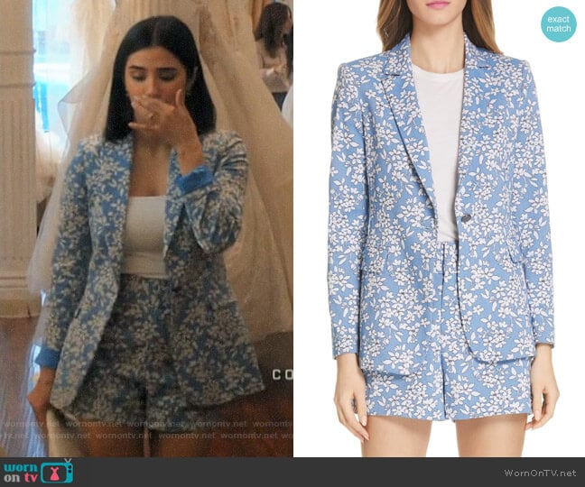 Alice + Olivia Macey Blazer in Cornflower / White worn by Lina Santillan (Diane Guerrero) on Jane the Virgin