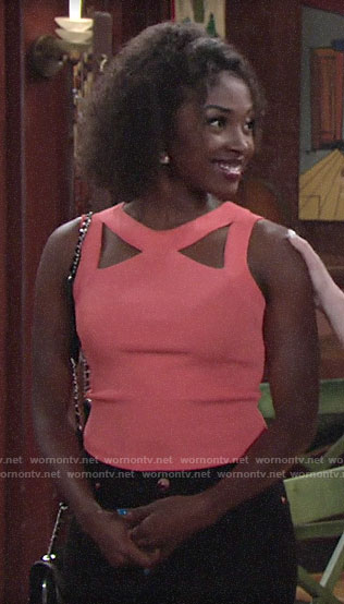 Ana’s coral cutout top on The Young and the Restless