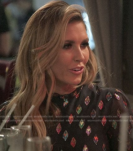 Audrina’s black and rainbow embellished dress on The Hills New Beginnings
