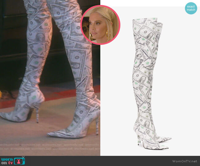 Balenciaga Knife Dollars Boots worn by Erika Jayne on The Real Housewives of Beverly Hills