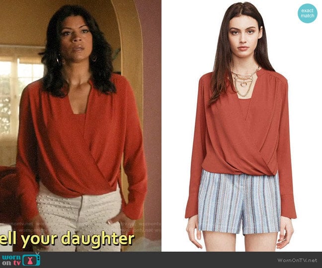Bcbgmaxazria Jaklyn Blouse worn by Xiomara Villanueva (Andrea Navedo) on Jane the Virgin