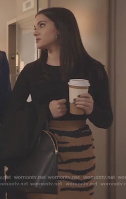 Jane’s tiger stripe skirt on The Bold Type