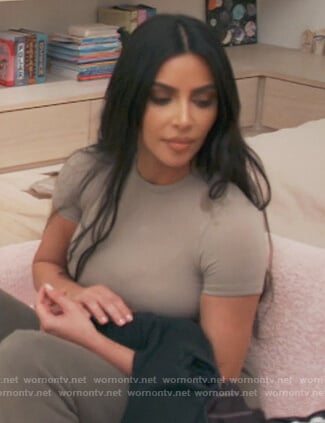 Kim’s beige top on Keeping Up with the Kardashians