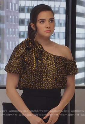 Jane’s black floral off shoulder top on The Bold Type