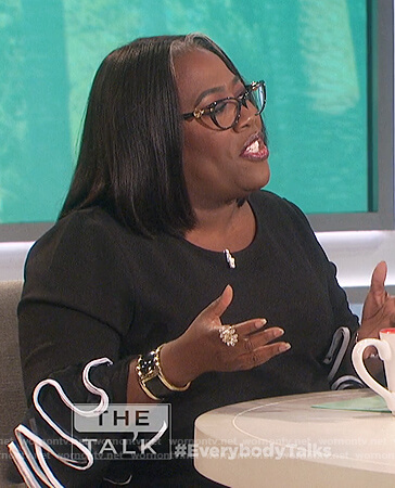 Sheryl’s black ruffled cuffs blouse on The Talk