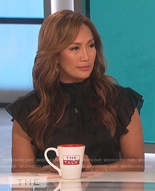 Carrie’s black ruffle top on The Talk