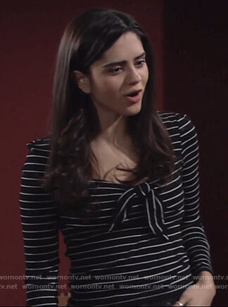 Lola’s black striped tie top on Young and the Restless