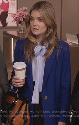 Sutton’s blue coat on The Bold Type