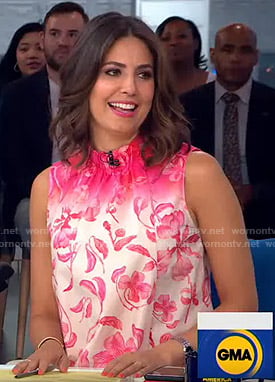 Cecilia’s pink floral sleeveless top on Good Morning America