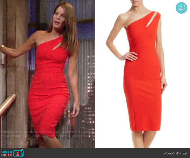 Chiara Boni La Petite Robe One-Shoulder Bodycon Dress worn by Phyllis Summers (Michelle Stafford) on The Young and the Restless
