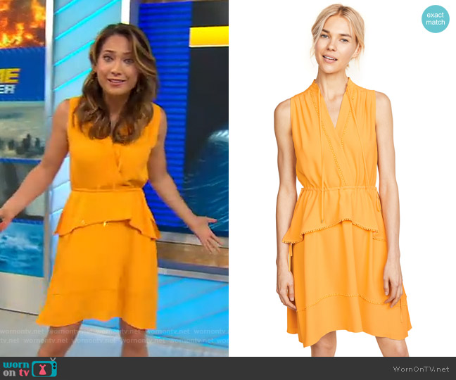 Derek Lam 10 Crosby Belted Dress with Tiered Skirt worn by Ginger Zee on Good Morning America