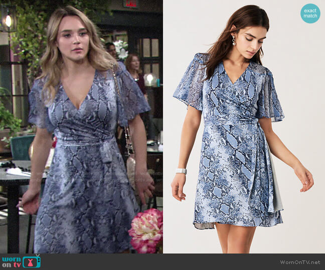 Diane von Furstenberg Zella Dress in Python Denim worn by Summer Newman (Hunter King) on The Young and the Restless