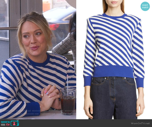 Dries Van Noten Nema Bias Stripe Sweater worn by Kelsey Peters (Hilary Duff) on Younger