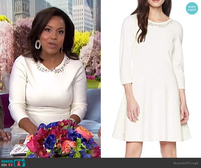 Eliza J Sweater Dress with Lace Inset worn by Sheinelle Jones on Today