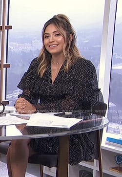 Erin’s black polka dot ruffled dress on E! News Daily Pop