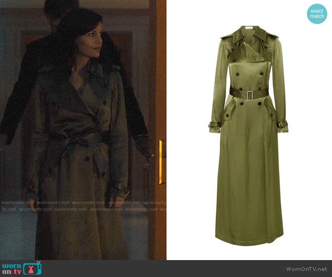 Fleur Du Mal Satin Trench Coat worn by Daisy Kowalski (Carla Gugino) on Jett