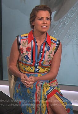 Melissa Claire Egan’s floral asymmetric dress on The Talk