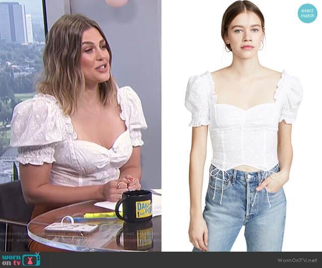 For Love & Lemons Bleau Short Sleeve Top worn by Carissa Loethen Culiner on E! News