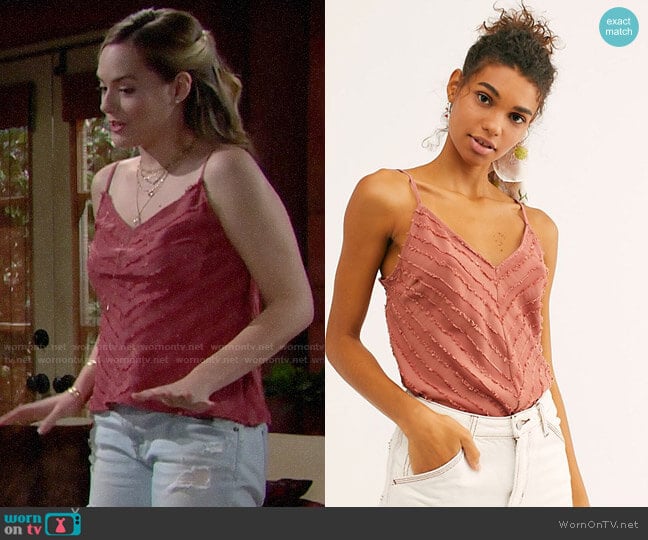 Free People Fade Away Cami in Terracotta worn by Hope Logan (Annika Noelle) on The Bold and the Beautiful