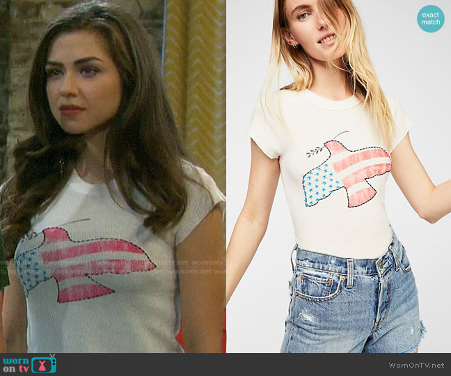 Free People Love Dove Tee worn by Ciara Brady (Victoria Konefal) on Days of our Lives
