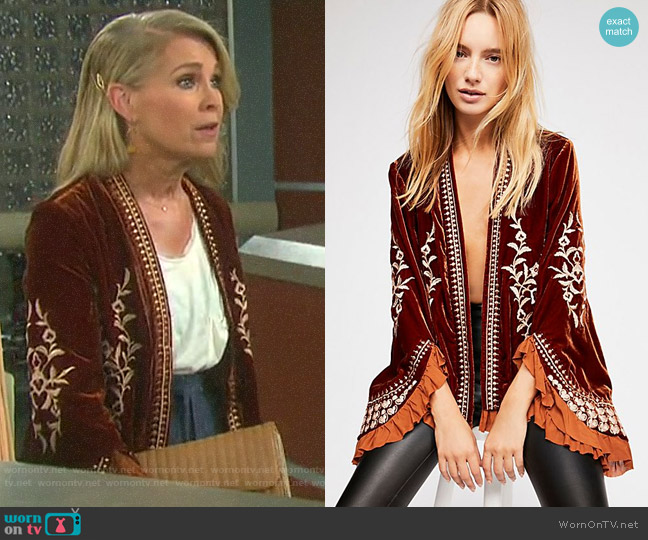 Free People Paisley Park Jacket worn by Jennifer Horton (Melissa Reeves) on Days of our Lives